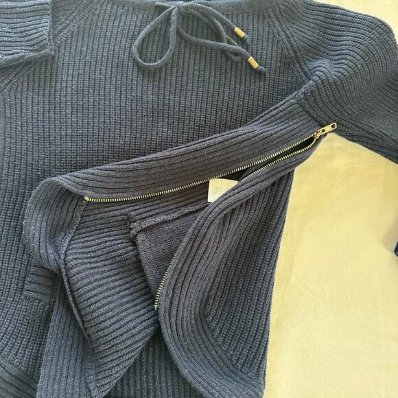 Kookai Navy Wool Chunky Knit Cowl Neck Sweater Size M - Picture 10 of 15